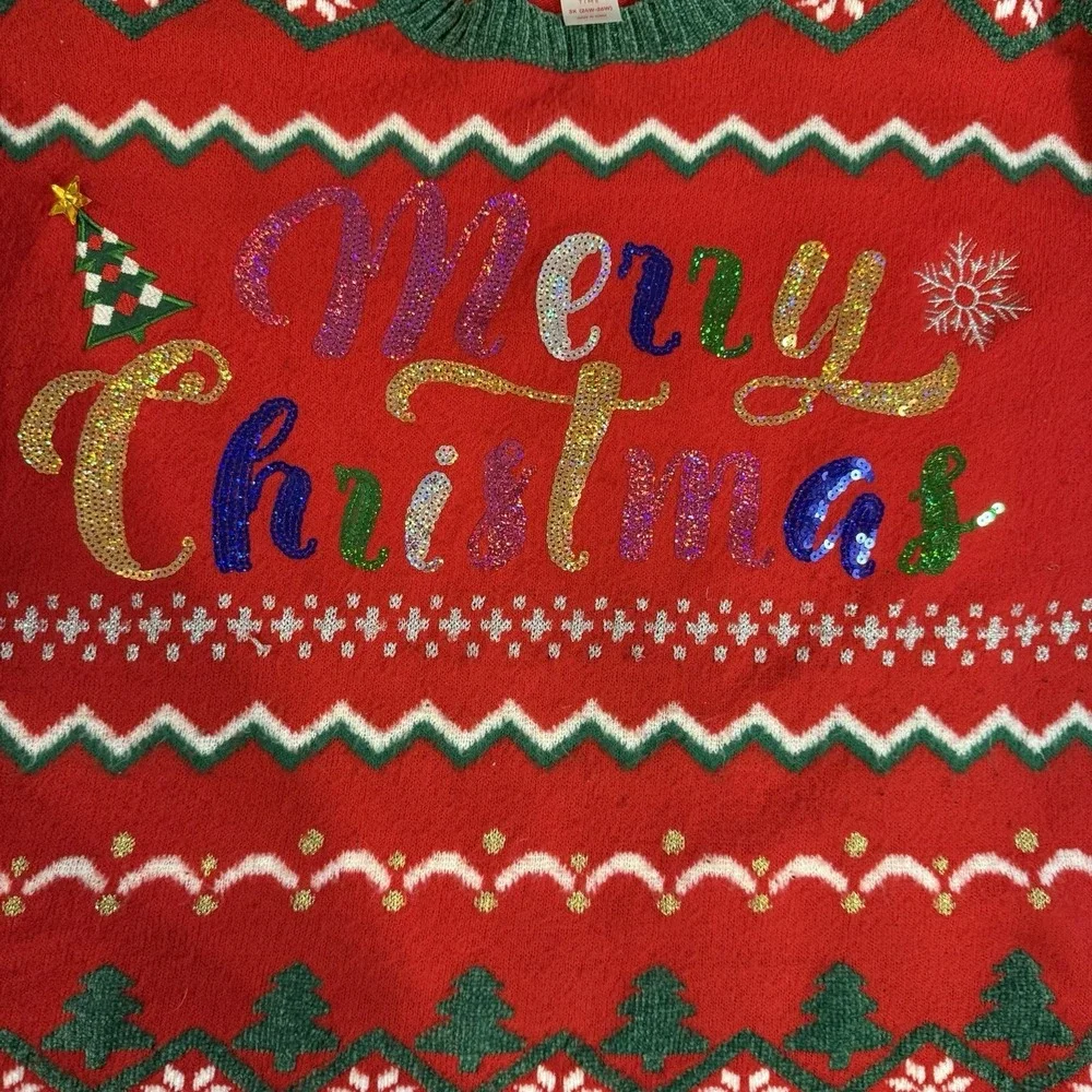 Holiday Time 3X Plus Christmas Sweater Red Merry Christmas Ugly Xmas Pullover - Picture 8 of 11